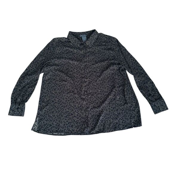 Chelsea & Theodore Blouse Leopard Print Button Up Shirt XL NWT - Picture 2 of 6